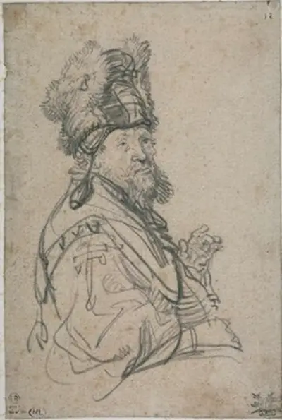 Bearded Old Man with a Fur Cap Rembrandt